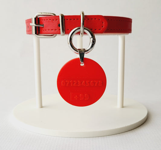 Collier pour chat personnalisé – Médaille en polymère – Rouge & Blue