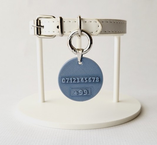 Collier pour chat personnalisé – Médaille en polymère – Bleu & Rouge