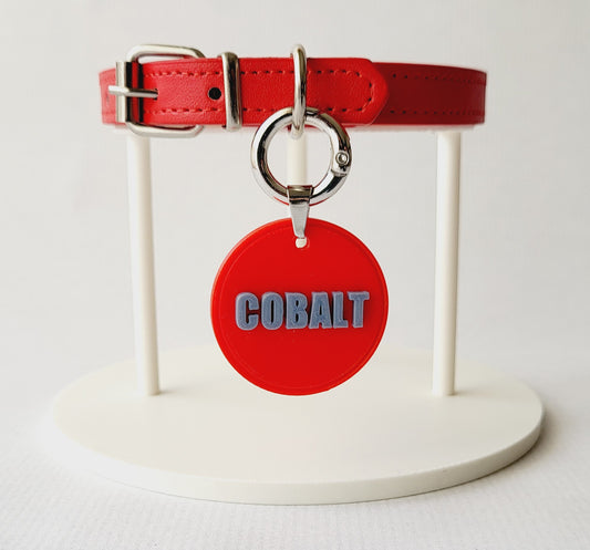 Collier pour chat personnalisé – Médaille en polymère – Rouge & Blue