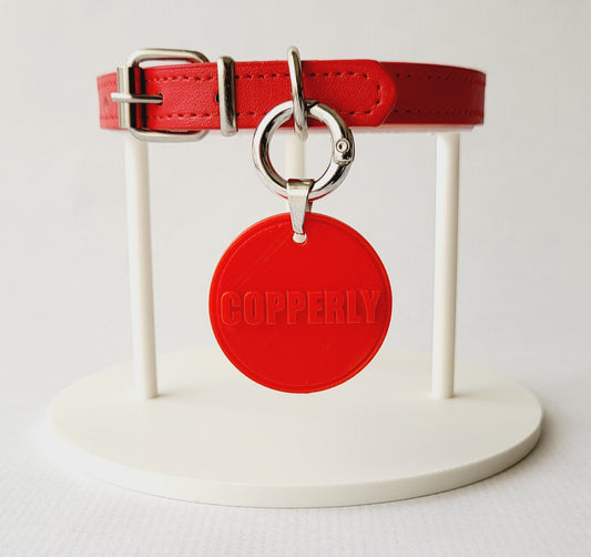 Collier pour chat personnalisé – Médaille en polymère – Rouge