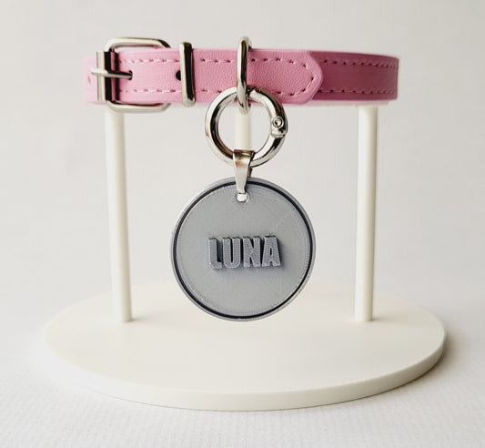 Collier pour chat personnalisé – Médaille en polymère – Argent